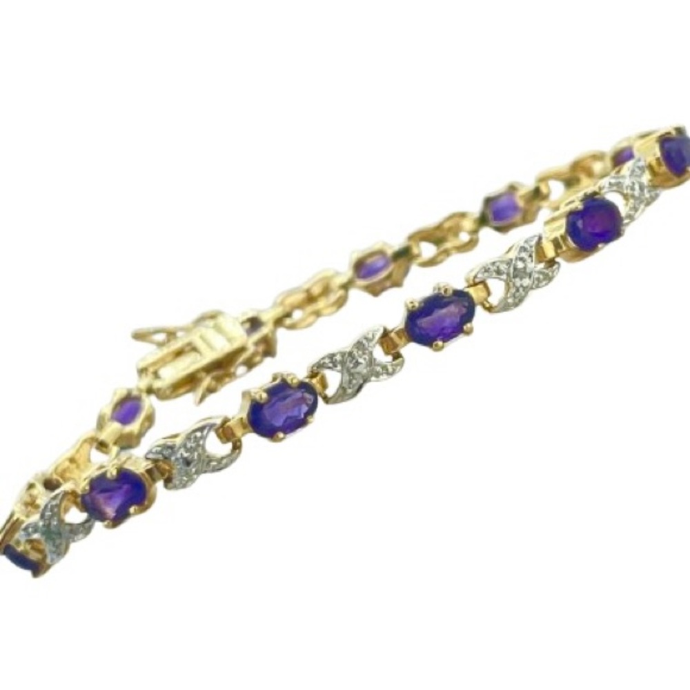 Hugs & Kisses Amethyst Tennis Bracelet | Gold-tone over 925 Sterling Silver